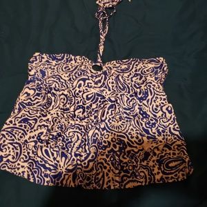 Blue and white swim top